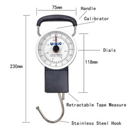 UiiziC Fishing Spring Scale with Hook Tape Measure Analog Display Portable Mechanical Scale (BL35)
