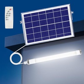 Solar Powered Shop Light with Dusk to Dawn Sensor, 78LED IP65 Waterproof Outdoor Shop Light, Solar Indoor Lights with Timer & Remote for Garage, Barn, House, Coop - Daytime Available