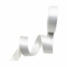1 Inch Wide Double Face Satin Ribbon No Fading Woven Ribbon - 25 Yard (112-White)