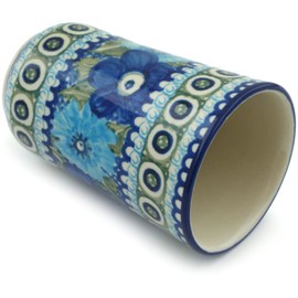 Polish Pottery 14 oz Tumbler made by Ceramika Artystyczna (Powder Puff Theme) Signature UNIKAT + Certificate of Authenticity