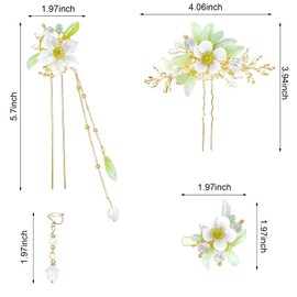 Lily Flower Tassel Chinese Hair Pins, Crystal Pearl Hanfu Hair Clips Classic Retro Floral Hair Stick Jewelry Headpiece For Girls