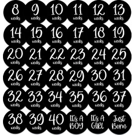 Months In Motion Pregnancy Week by Week Belly Stickers | Large Set of 36 Weekly Photo Sticker