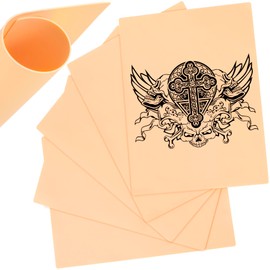 BEIQIYA 5 Sheets Tattoo Practice Skins, Synthetic Leather Blank Tattoo Stencil Paper, Soft Fake Skin for Practicing Tattooing and Microblading Eyebrow- Skin-Color