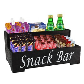 Xbopetda Snack Organizer for Countertop, Wooden Snack Basket Tray, Food Storage Bins Snack Bar Station Decor, 5-Compartment Snack Box Container for Kitchen Pantry Organizer and Storage