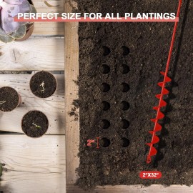 SYITCUN Auger Drill Bit for Planting - 2" X 32" Upgraded Heavy-Duty Garden Au...