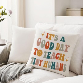 Hardeson Teacher Gifts for Women Men, Thank You Teacher Assistant Cushion Covers Pillow Cases Leaving Birthday for Nursery Teacher