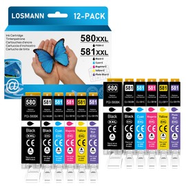 LOSMANN Printer Cartridges Compatible with Canon PGI-580 XXL CLI-581 XXL for Pixma TS6350 TS6150 TS8150 TS8250 TS6250 TS705 TS705a TS8151 TS6151 TS8152 TS9150 TS9155 TS9155 TS9155 TS99 550 TR7550
