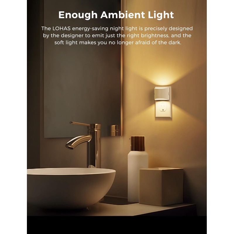 L LOHAS LED Night Lights Plug into Wall, Dimmable Night