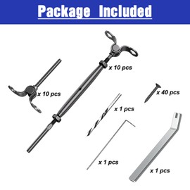 Mayset Black Adjustable Stainless Steel 1/8 inch Cable Railing Kit, Deck Railing Fittings (Marine Grade, 10Pairs)