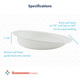 Sammons Preston Hi-Lo Scoop Plate, 9" Scooped Dish with Wall, Non-Slip ADL Eating Aid for Children, Elderly, Disabled, Non Skid Cutlery Assistance Device for Motor Control, Scooper Bowl