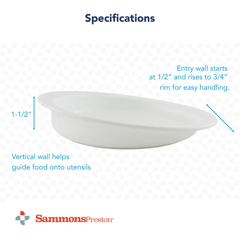 Sammons Preston Hi-Lo Scoop Plate, 9" Scooped Dish with Wall,