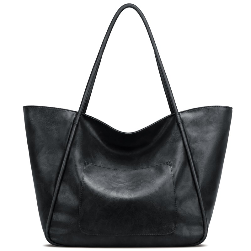 KKXIU Large Tote Bag for Women with Zipper Work Leather