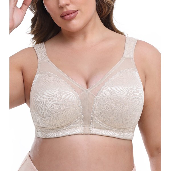 HACI Minimizer Bra for Women Support Plus Size Non Padded(Toffee,40DDD)