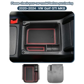 Ruiya GTI MK8 Center Console Organizer for VW Golf R Accessories ABS Material Armrest Glove Tray Compatible with 2020 2021 2022 2023 2024 VW Volkswagen Golf GTI/Golf R