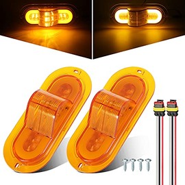 Partsam 2Pcs 6 Inch Oval Led Mid Ship Turn Signal and Side Marker Clearance Lights Amber Lens Sealed with 3-Wire Pigtail for Led Trailer Lights, Weathertight Plug