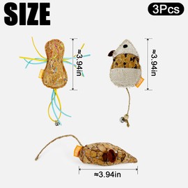 TTcat 3PCS Catnip Silvervine Matatabi Toy Set for Cats & Kittens,Cat Mice Insect Cat Kicker Toy Chew Toy for Indoor Cats.