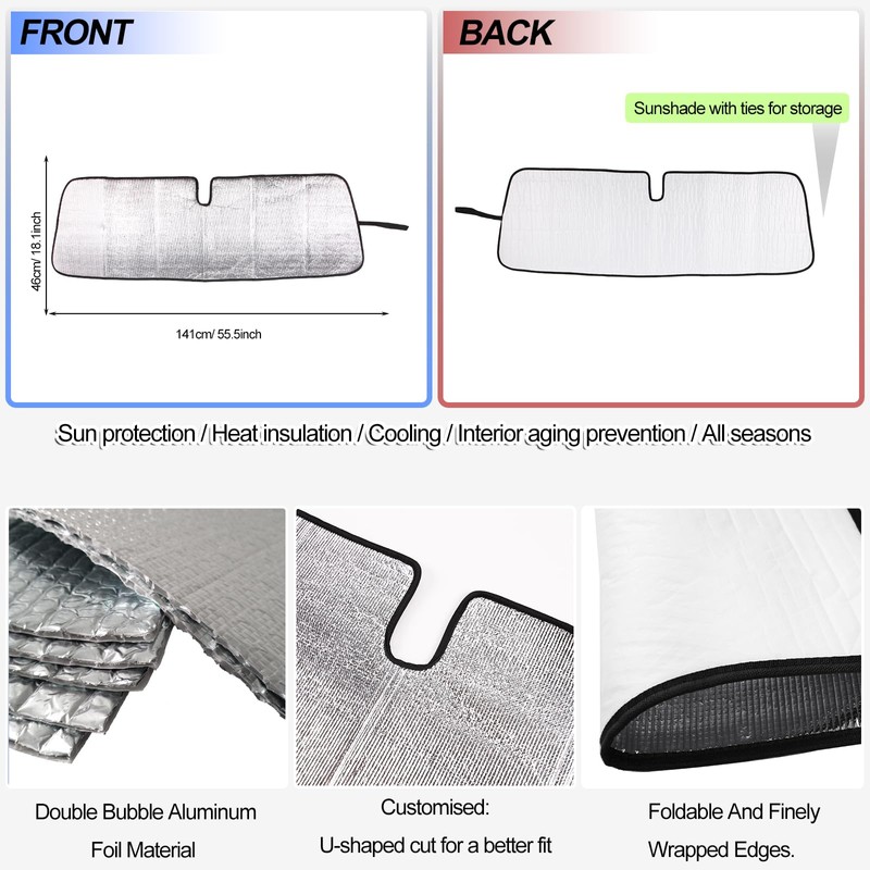Windshield Sunshade Compatible with Hummer H3 2005-2009, Auto Sun Visor,