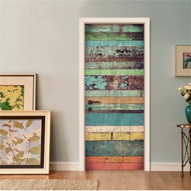 artfanke 3D Realistic Wooden Pattern Door Sticker Peel and Stick 30.3"x78.7"- Self-Adhesive Retro Wood Door Murals Wallpaper - Wall Decal for Home Decor(2 Sheets/Set)