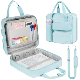 Zipper Binder 3 Ring, 700 Sheets Capacity, Binder 3 Inch with Shoulder Strap Fits 13 Inch Laptop for School and Office,Blue