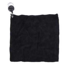 1 Pcs Double‑sided Plush Cotton Golf Club Cleaning Towel Cloth with Pulling Rope Buckle(black )
