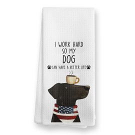 TopXmai Patriotic Labrador Retriever Kitchen Towels, Black Lab Gifts Hand Towels for Bathroom, Labrador Retriever Gifts Dish Towels Tea Towels for Kitchen, Dog Kitchen Bathroom Decor, 16x24 Inch