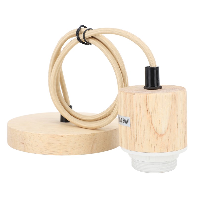 E27 Wooden Pendant Light Bulb Holder Vintage Lighting Accessory Wooden