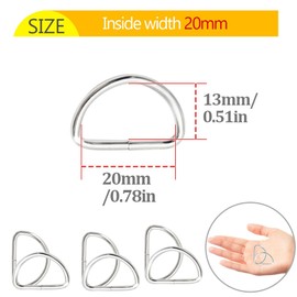 Hocansen Metal D Ring Buckle 1.5/2/2.5/3.2/3.8 cm Webbing Buckle Silver Half Rings Belt Adjuster for Backpack, Bags and Pet Collar, silver