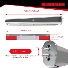 SHINJEW Stainless Steel Straight Spring Loaded Mud Flap Hanger Set 2-1/2" Bolt Spacing 30" Length with Aluminum Reflective Tapes for Semi Trucks Accessories