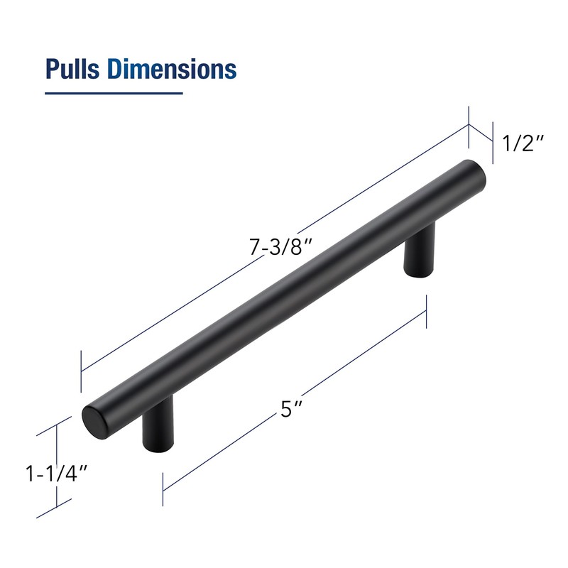 JOY DECOR 5 Pack 7.38 inch Cabinet Pulls Matte Black