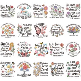 INCOK Bible Verse DTF Transfers Ready to Press - 20 Sheets Flower Butterfly Motivational Christian Iron on Transfers Inspirational Iron on Vinyl Design for T Shirts Clothes Jacket Hoodie Bag DIY Craft