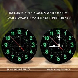 Green Luminous Clock Wall Decor Sparkling Glitter 10-Inch Wooden Wall Clock, Silent Movement, Battery Operated (AA Batteries Not Included), Artistic Home Decor, Perfect for Home Accents