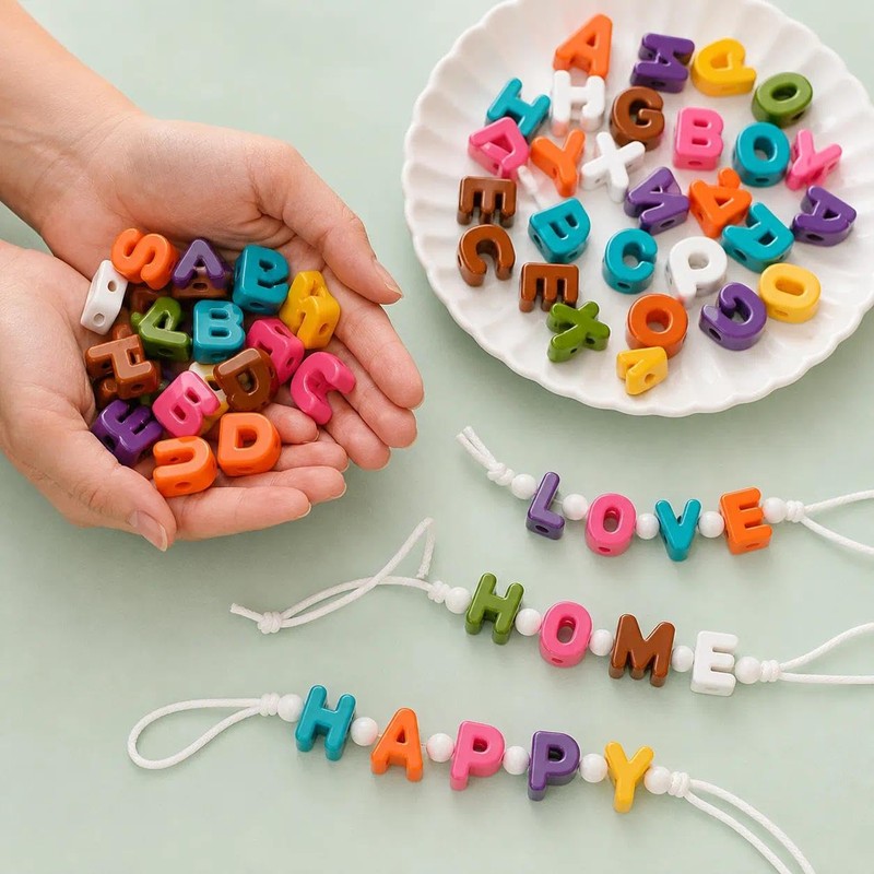 LILALILAC 180Pcs Chunky Letter Beads for Bracelet Making
