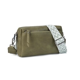 Gladdon Women Crossbody Bag Patterned Wide Strap PU Leather Handbag Multi Pockets Shoulder Satchel bag for Daily Use