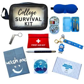 Generic College Survival Kit School Care Package Emergency First Aid Supplies Sewing Manicure Laundry Lanyard Gift Set (Black), CSK01