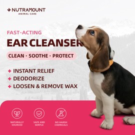 Nutramount Ear Cleaner for Dog,Cat,Livestock 150ml/5 fl.oz Cleanses Ear Canal Reduces Ear Odor Dog Ear Wash Cleaner Vet Approved