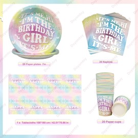 Doyomtoy Music Theme Party Decoration, 61 Pieces Music Party Tableware Set, Birthday Party Set, Plates, Cups, Napkins, Table Cloths, Girls' Birthday Decoration for Children's Party Birthdays