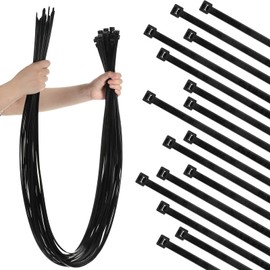 XunYee 48 Pcs 60 Inch Large Zip Ties Heavy Duty Outdoor Extra Large Zip Ties Extra Long Cable Wire Plastic Ties with 176 Pounds Tensile Strength Self Locking UV Resistant (Black)