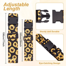 DELORIGIN Luggage Strap and Pendant Set Suitcase Strap Suitcase Strap with Sunflower Cross and Clasp Adjustable Aluminium Alloy Aeroplane Coil Labels Travel Accessories for Luggage Suitcase Luggage