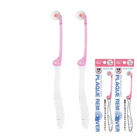 プラークリムーバー クルン 折りたたみ式 レギュラーヘッド (ピンク)◆2本セット 日本製 くるん歯ブラシ 360度 歯ブラシ 回転 携帯用 歯周ケア ロールブラシ