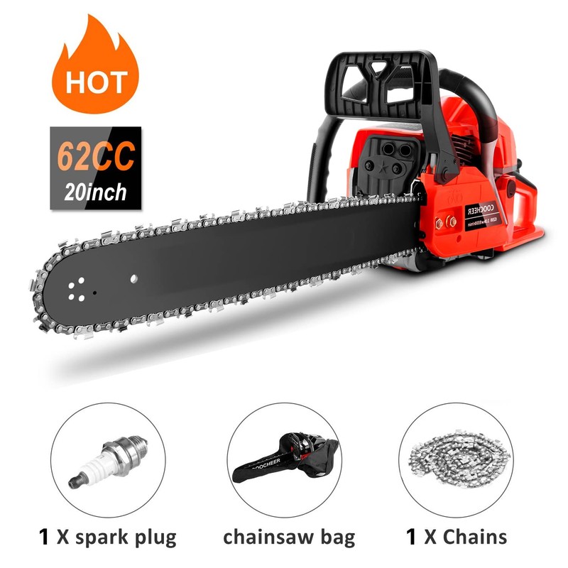 COOCHEER Gas Chainsaw Powered 62CC, 3.5-HP 2-Cycle Gas Chainsaw 20