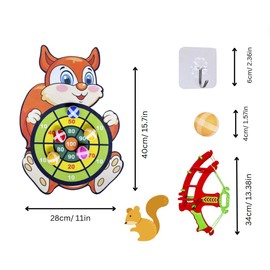 Alastore Kids Dart Board, Animal Cartoon Squirrel Dartboard for Kids with 6 multi-coloured Sticky Balls and a Red Arrow, Indoor and Outdoor Foldable Dartboard Game and Toy Sets for Kids (Squirrel)