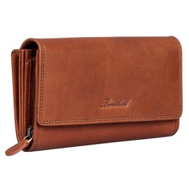 Benthill Women's Purse XXL with RFID Protection, Genuine Leather, Large Vintage Women's Purse with Many Compartments, brown, Elegant vintage