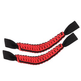 Paracord Grab Handles Grip Handle,Roll Bar Grab Handle,29.6cm Headrest Roll Bar Grab Handles Nonslip Paracord Handle Grips Universal for Car SUV ATV UTV RV (Black Red)