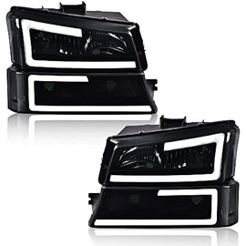 PIT66 LED Headlight, Compatible with Chevy Silverado 1500 2500 3500 HD Model 03-06/Fit Avalanche 1500 2500(Fit No Cladding only) 03-06/Fit Silverado 1500 2500 3500, 2007