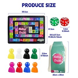 Momo & Lychee Drinking Board Games for Adults Party, Larger Fun Leather Mat Adult Games for Game Night, Bachelorette Party Twister Games for Girls Night Family Play, Age 21+, 2-8 Players