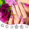 WOKOTO 24pcs Silver Star Nail Charms Rhinestones For Nails Art