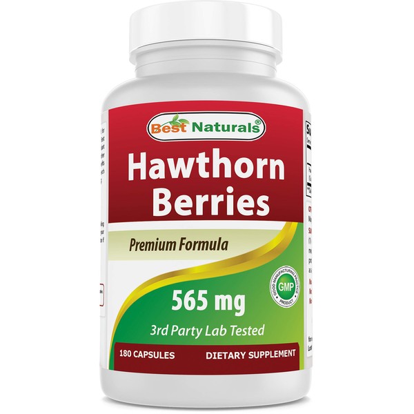 Best Naturals Hawthorn Berry 565 mg 180 Capsules (180 Count (Pack of 1))