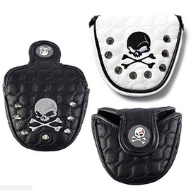 Odyssey 2 Ball Mallet Magnetic Skull Studs Putter Cover Headcover (White)
