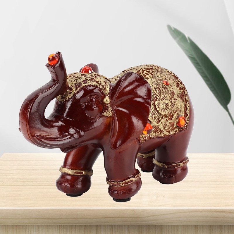Elephant Statue Durable Resin Cute Elegant Attract Wealth Round Corner