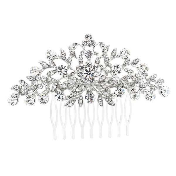 Sepjewelry Rhinestone Crystal Hair Comb Pins Women Wedding Hair Jewelry Accessories FA2944 (Silver)